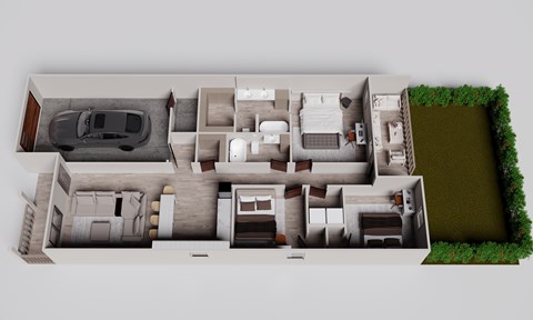 Floor plan for 3 beds, 2 baths, 1250 sqft